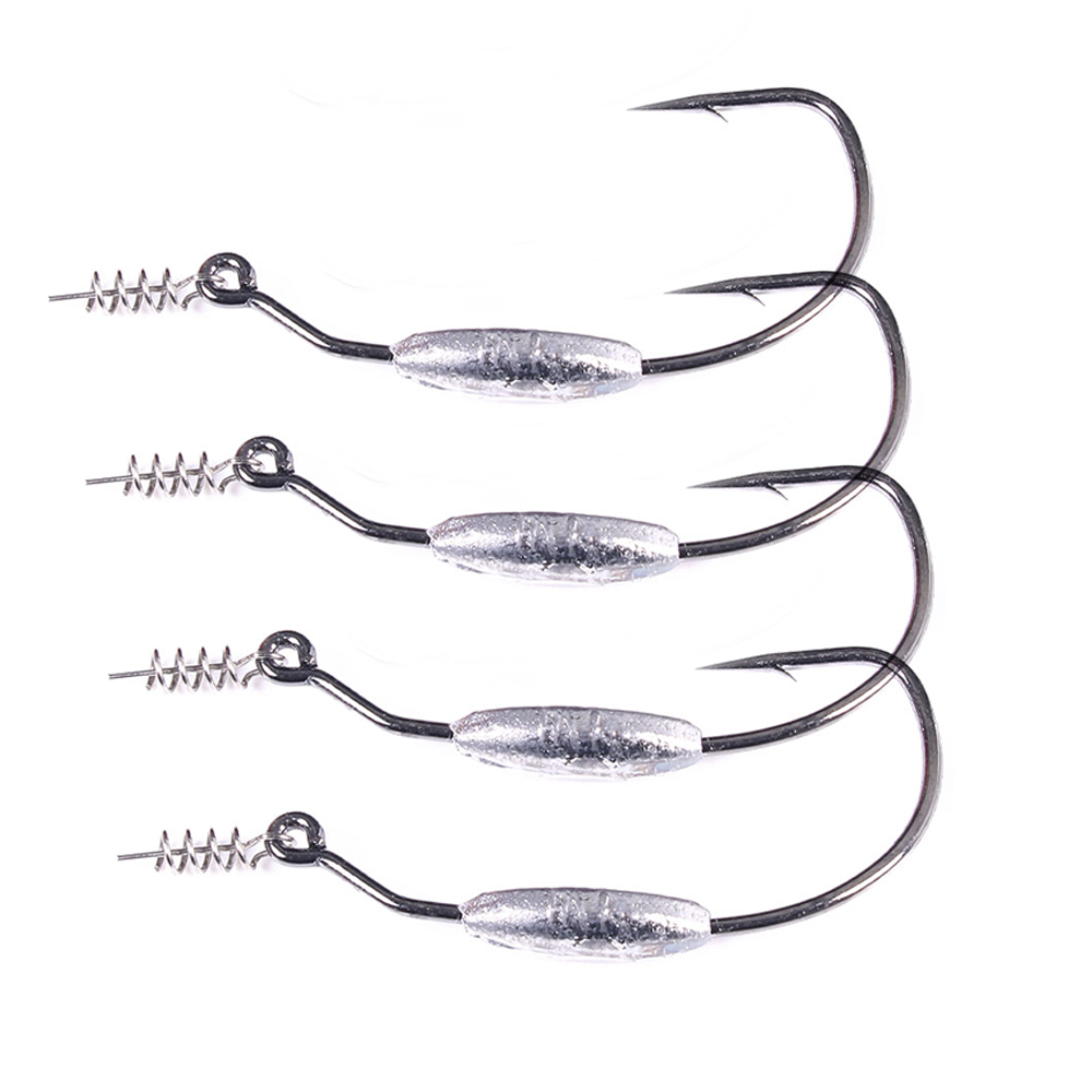 Fishing Hook Offset - Anti-snag gewogen offset haak met veerblokkeerpen,