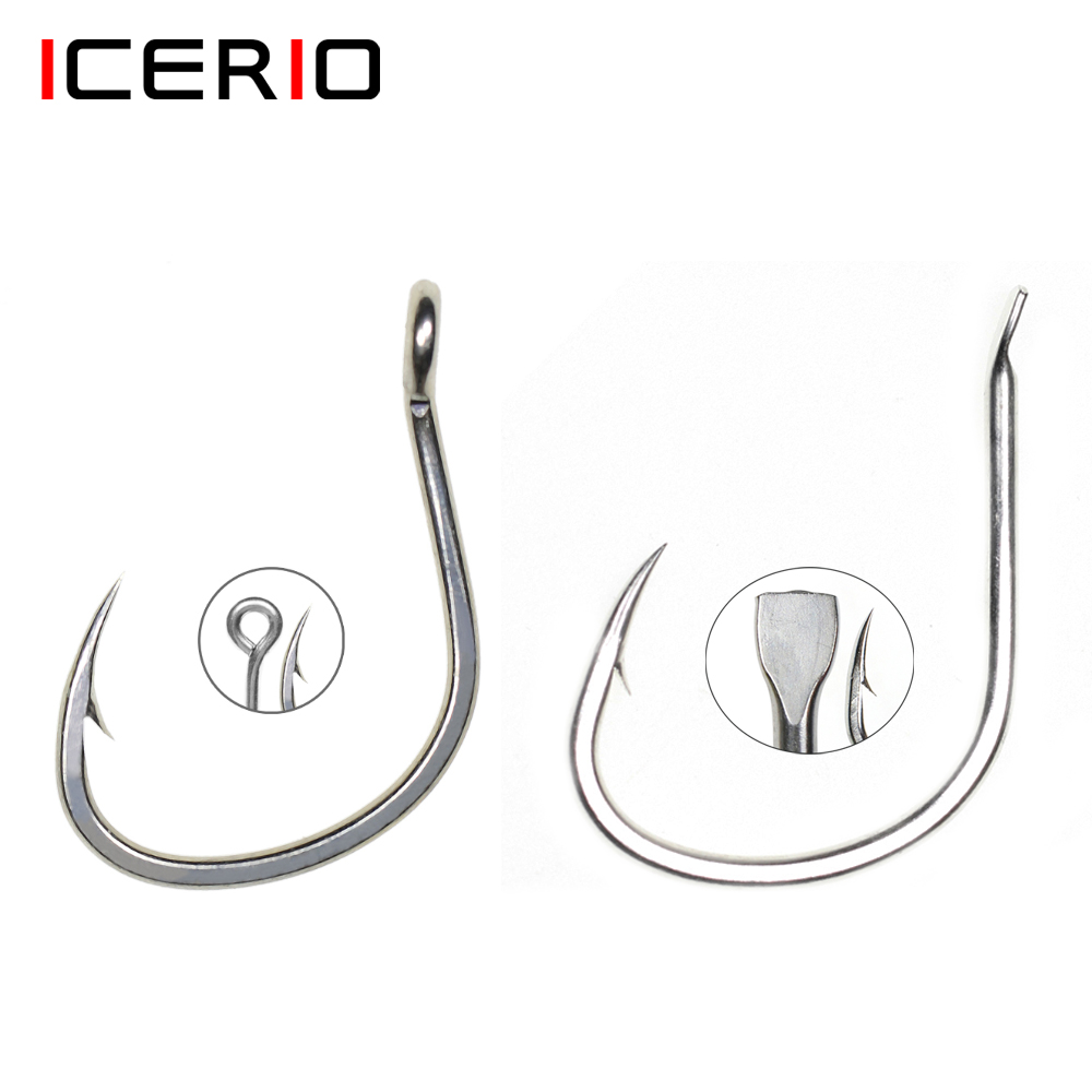 Fishing Hook Offset - Icerio 10 Stuks Matte Tin Coating