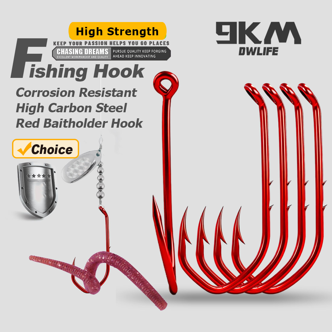 Fishing Hook Circle - 9KM Baitholder Hook 50-100 stuks Rode