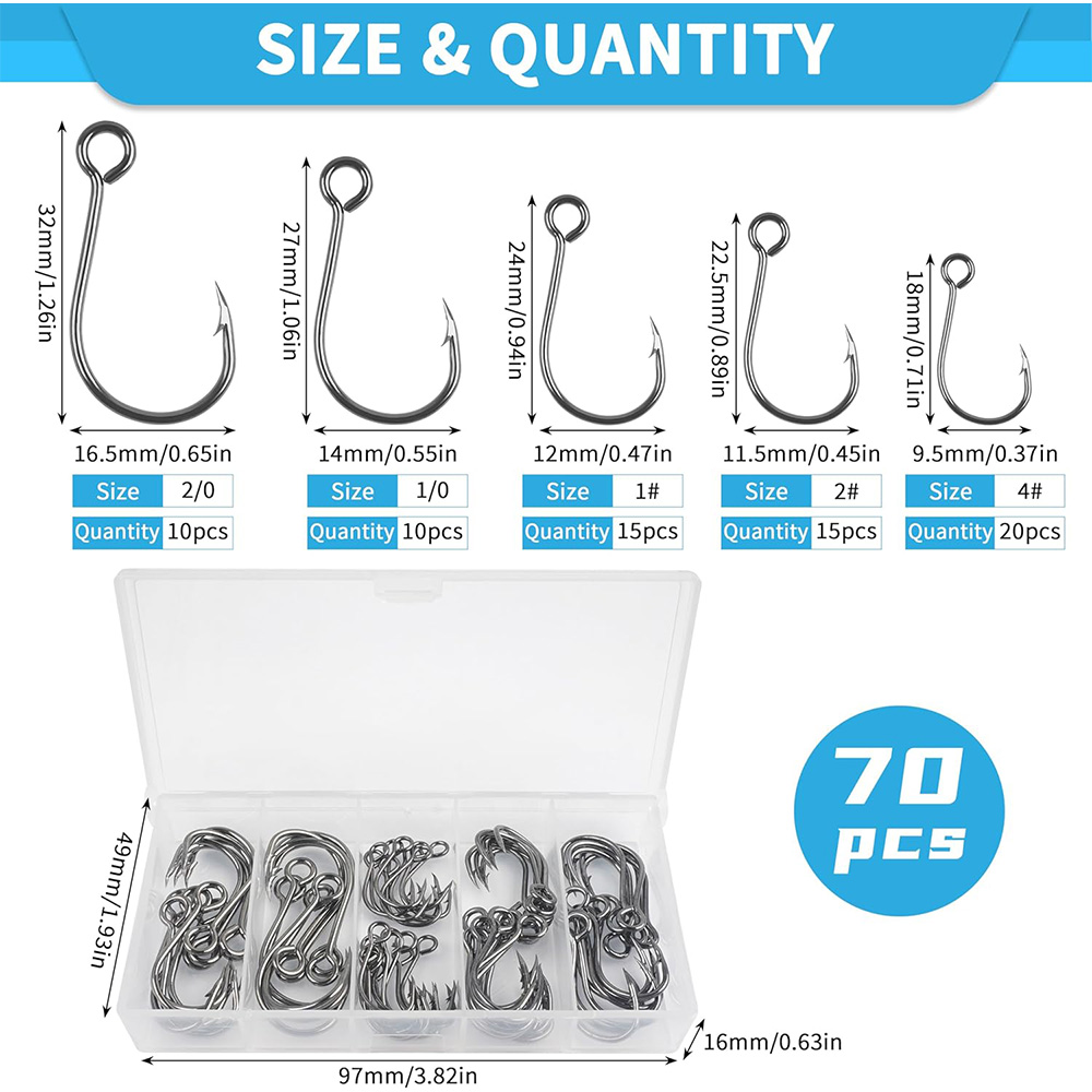 70 Stuks Vissen Inline Enkele  - Fishing Hook Offset recensie en prijs
