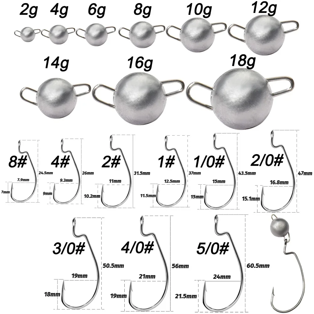 5 stks Metalen Jig Head Worm H - Fishing Hook Offset recensie en prijs